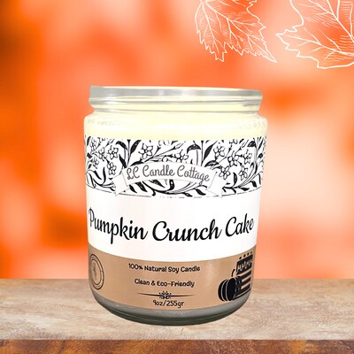 Pumpkin Crunch Cake - Soy Candle- Vegan- Scented Candles- Fall Scent- Holiday Scent- Gift Ideas- Housewarming Gifts- Holiday Gifts - image1
